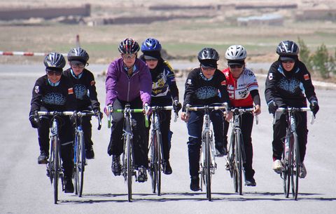 Shannon Galpin cycling with Afghan Women's Cycling Team