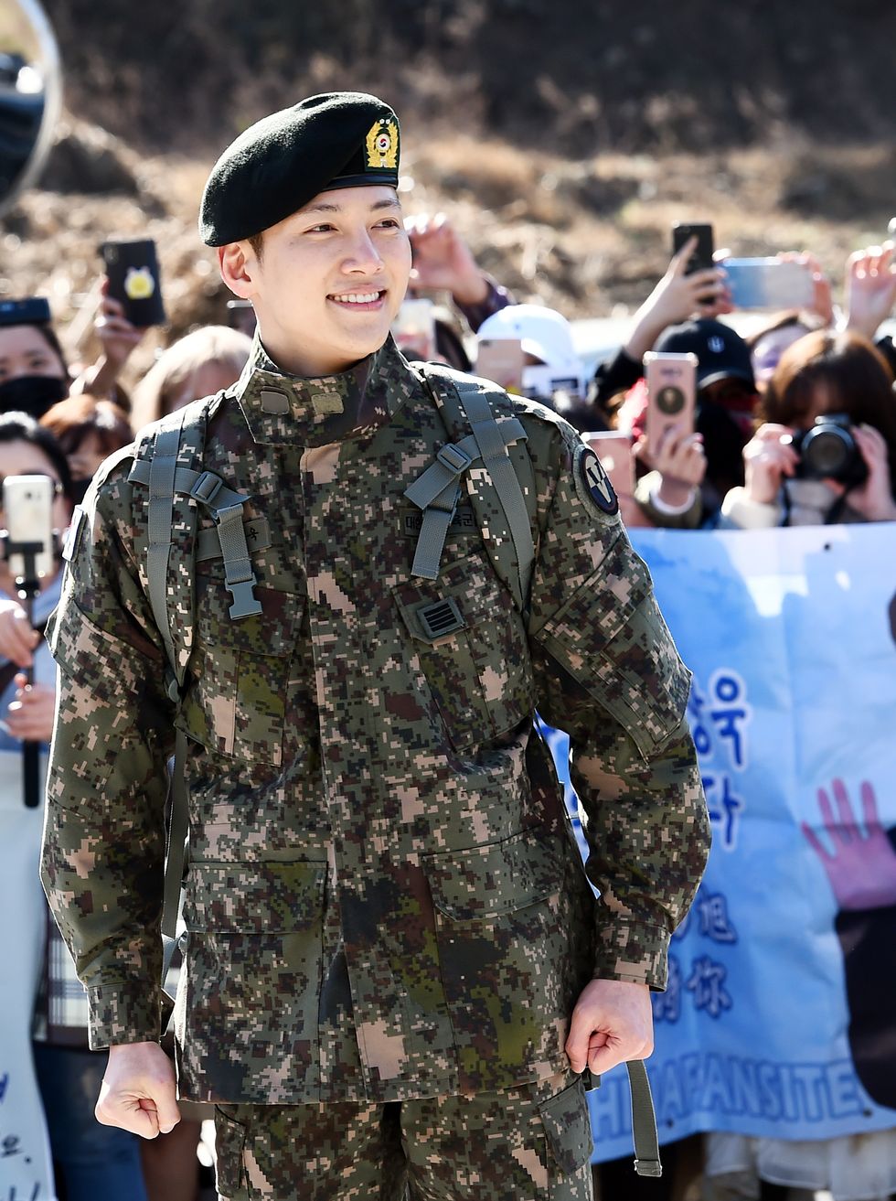 korean actor ji chang wook discharged from military at the 3rd infantry division on april 27, 2019 in gangwon, south korea 2019 04 27