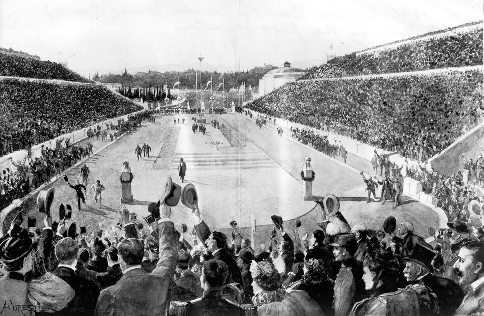1896 olympic games spyridon louis greece winning the first marathon