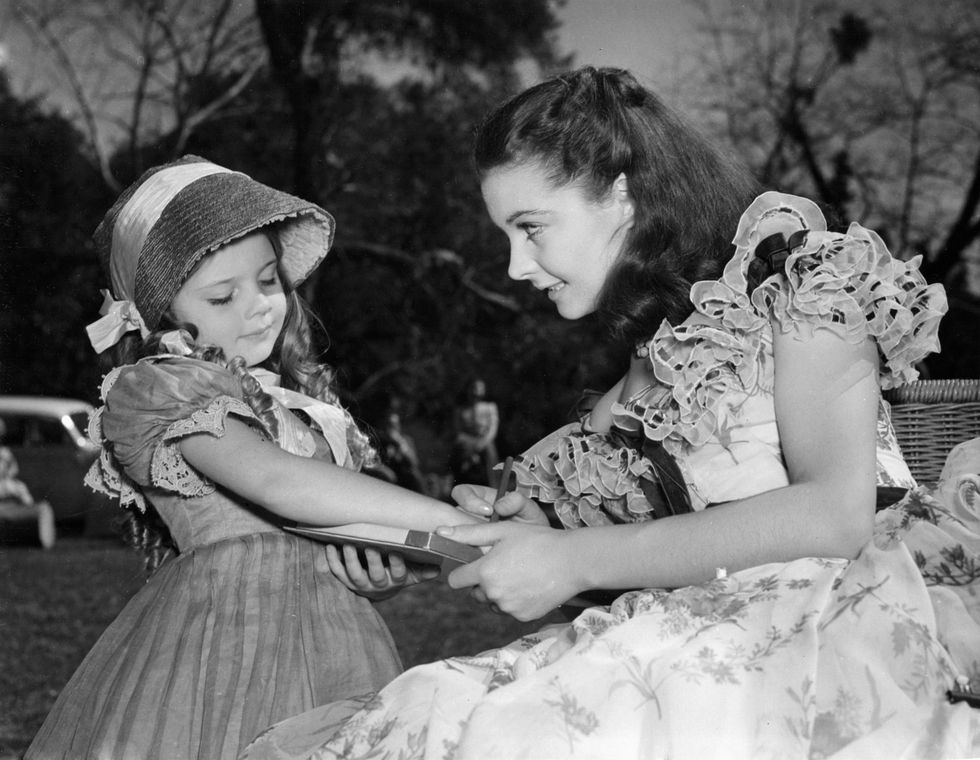 diane fisher and vivien leigh on the set of "gone with the wind"1939 mgm bdm