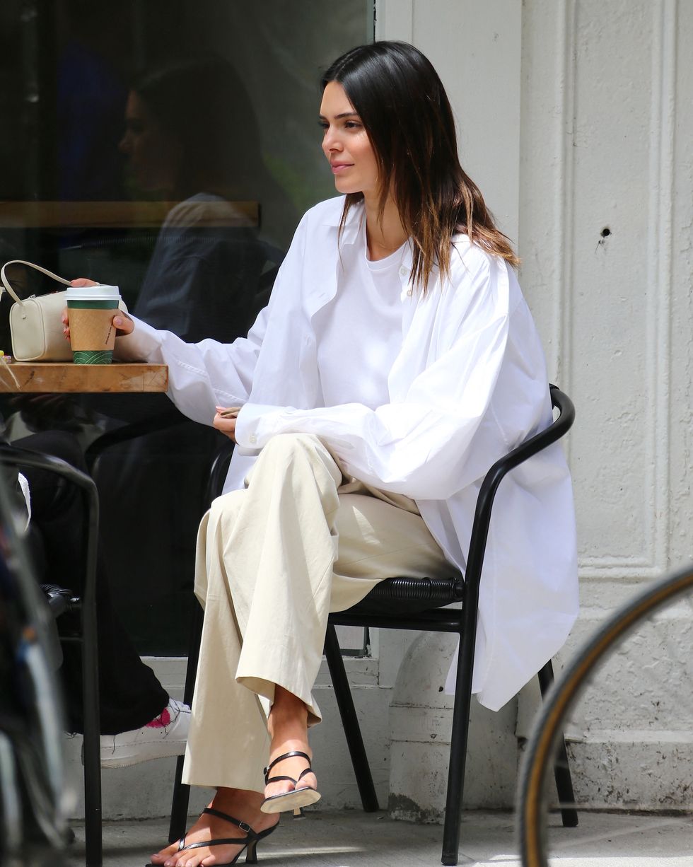 model kendall jenner is enjoying a spring time in new york, she went to a coffee and tea place in soho then went buy a tequilla bottle at astor wines and spirits store before to having lunch with friends in the meat packing district in new york, ny on april 27, 2021photo by dylan travisabacapresscom