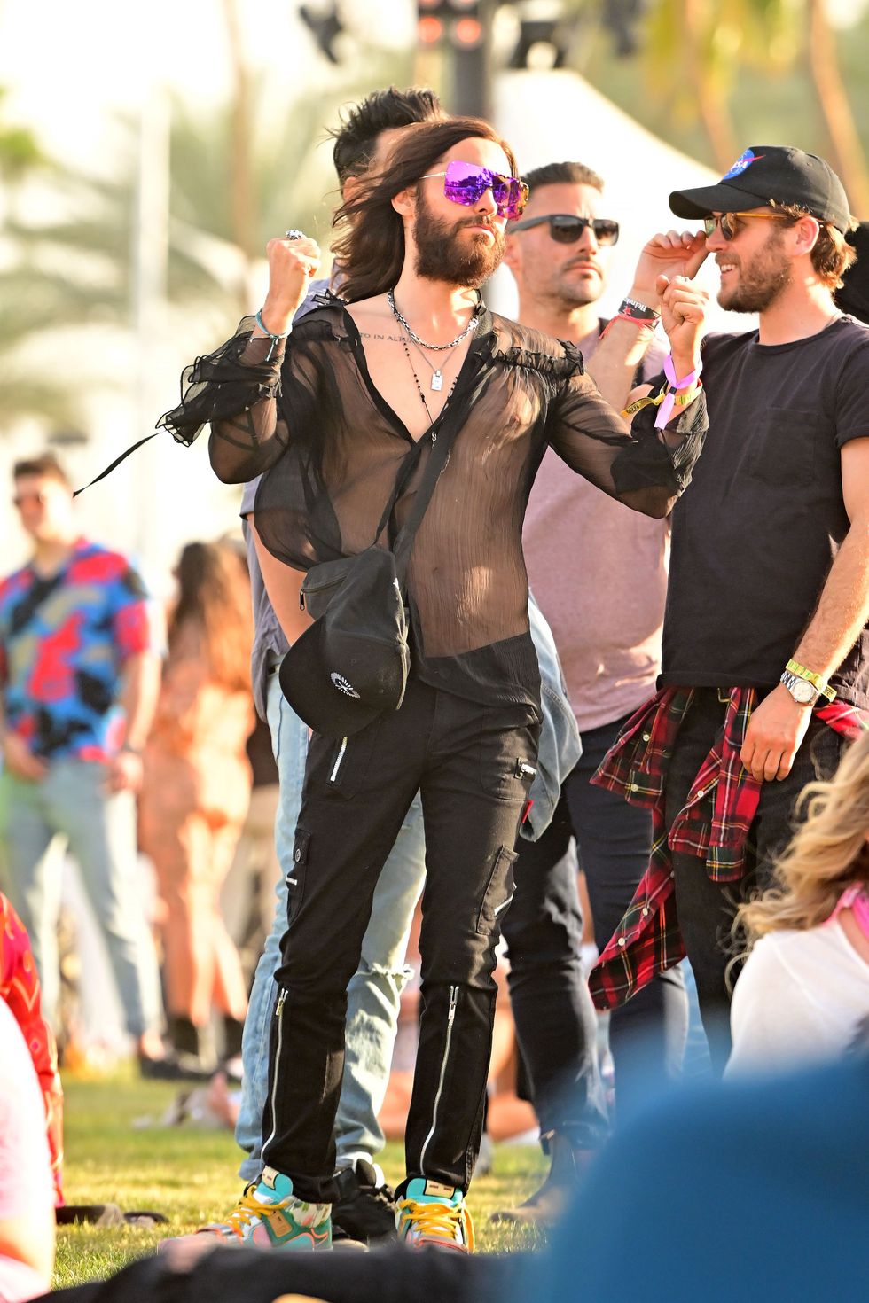 jared leto wears a mesh shirt at coachella day 2 16 apr 2022 pictured jared leto photo credit snorlax  mega themegaagencycom 1 888 505 6342