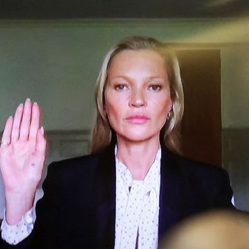 model kate moss, a former girlfriend of actor johnny depp,  is sworn in to testify via video link during depps defamation trial against his ex wife amber heard, at the fairfax county circuit courthouse in fairfax, virginia, us, may 25, 2022 reutersevelyn hocksteinpool