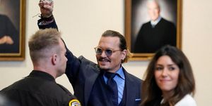 actor johnny depp gestures to spectators in court after closing arguments during his defamation case against ex wife amber heard, in the courtroom at the fairfax county circuit courthouse in fairfax, virginia, us, may 27, 2022 steve helberpool via reuters
     tpx images of the day