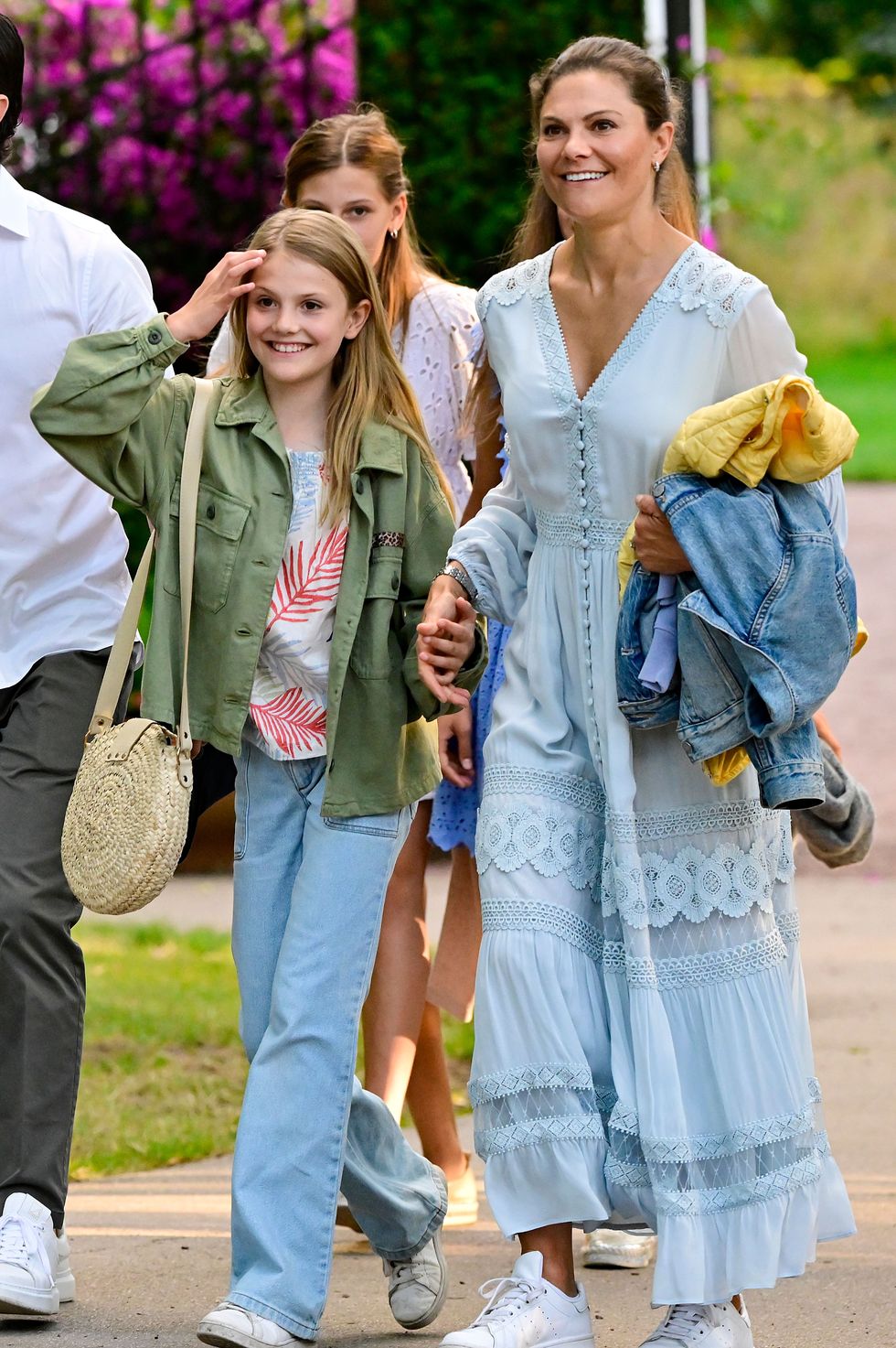 crown princess victoria and princess estelle on their way to the jill johnson concert at solliden sessions swedish royal family at a jill johnson concert at solliden sessions, borgholm, sweden 13 jul 2022