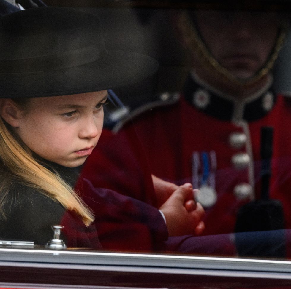 windsor, england september 19 princess charlotte of wales arrives at windsor castle for the committal service for her majesty queen elizabeth ii on september 19, 2022 in windsor, england the committal service at st georges chapel, windsor castle, took place following the state funeral at westminster abbey a private burial in the king george vi memorial chapel followed queen elizabeth ii died at balmoral castle in scotland on september 8, 2022, and is succeeded by her eldest son, king charles iii leon nealpool via reuters