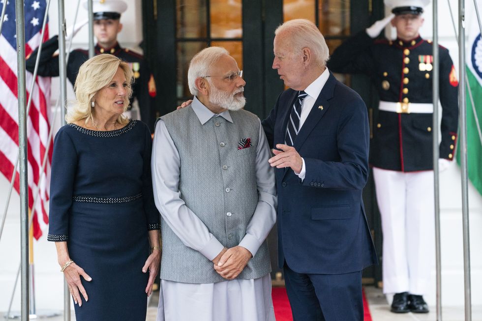 president joe biden and first lady jill biden welcome indian prime minister narendra modi to the white house for a private dinner, wednesday, june 21, 2023, in washington ap photoevan vucci