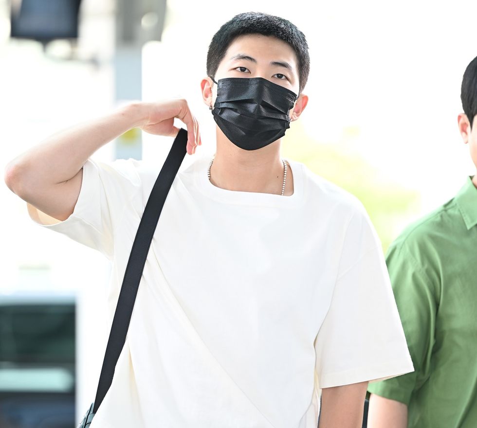 rm of bts is seen at incheon international airport on july 31, 2023 in south korea 2023 07 31