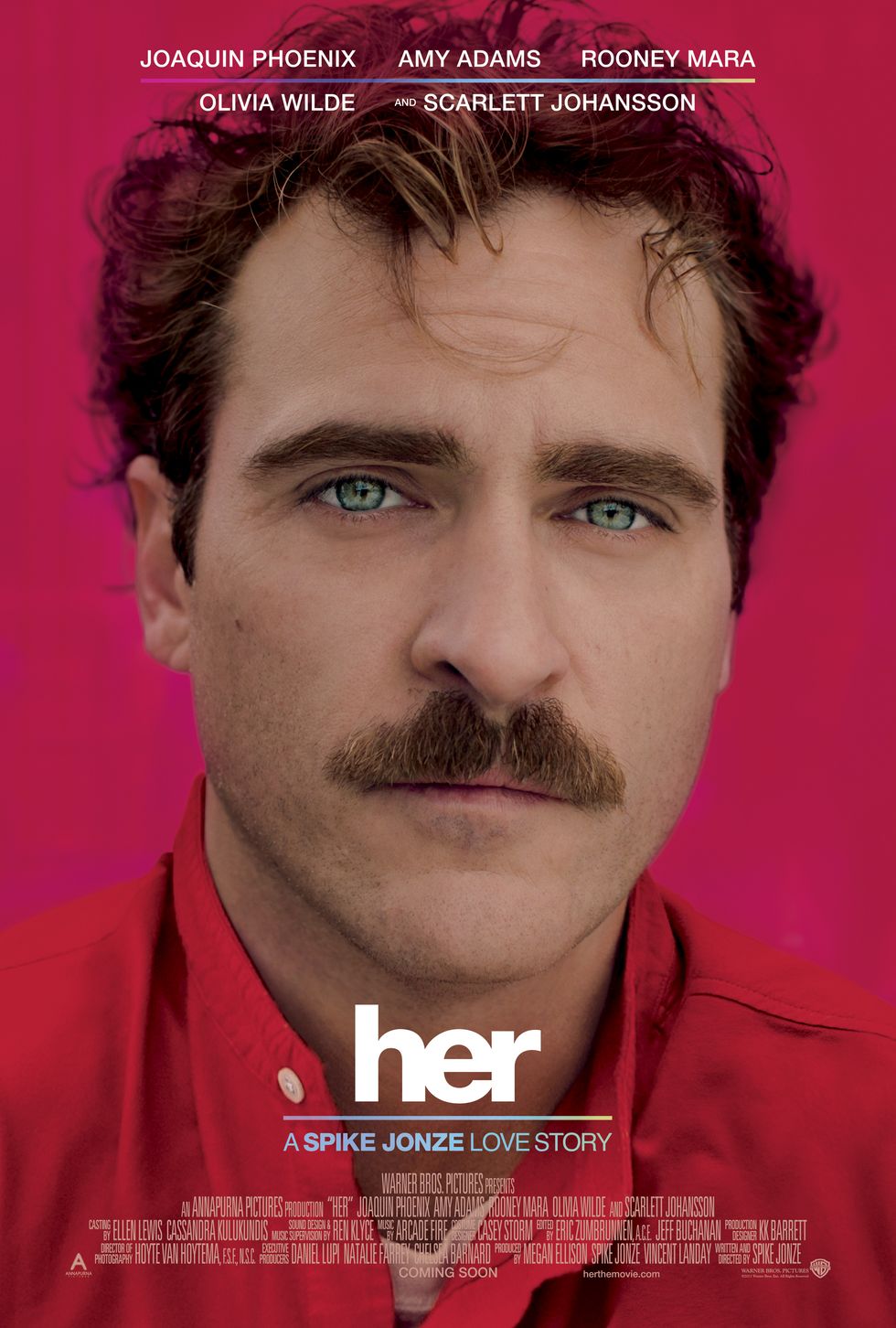 joaquin phoenix as theodore in the romantic drama her, directed by spike jonze, a warner bros pictures release poster
