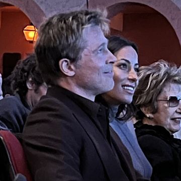 exclusive brad pitt and his girlfriend ines de ramon cozy up for date night at the santa barbara film festival the a list couple, who have been dating for over a year, appeared enthralled as they sat side by side in the audience during a screening at the arlington theater, on thursday jewelry designer de ramon, 34, looked chic in a high neck teal dress while her 60 year old beau went classic in a dark brown suit during the festival, 'bullet train' star pitt also honored his pal bradley cooper with an 'outstanding performer of the year' award pitt was reportedly low key at the event and skipped the red carpet during arrivals, although the crowd "went crazy with excitement" when he showed up to honor cooper according to peoplecom sources, pitt "seemed to be in very good spirits onstage when he presented the award to bradley and poked fun at his friend, joking that he was just here for the free trip to santa barbara" 08 feb 2024 pictured brad pitt and ines de ramon get cozy together at the santa barbara film festival photo credit mega themegaagencycom 1 888 505 6342