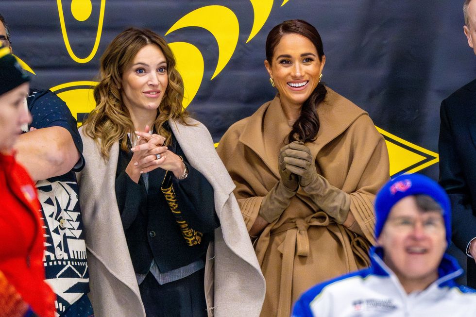 point de vue out mandatory credit photo by shutterstock 14351297wq meghan markle, duchess of sussex with luisana lopilato attending the final day of the one year to go event before the invictus games vancouver whistler 2025 and go curling at the vancouver curling club at hillcrest community centre in vancouver, canada prince harry and meghan visit one year to go event for invictus games 2025, day 3, vancouver, canada 16 feb 2024