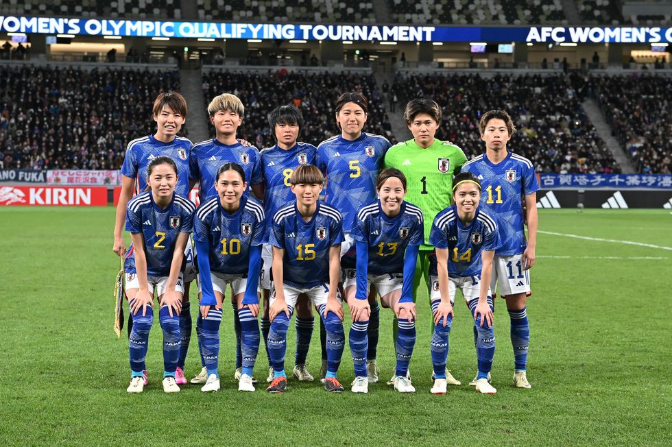 japan team group line up before the women's olympic football tournament paris 2024 asian qualifiers final round 2nd leg match between japan 2 1 north korea at japan national stadium in tokyo, japan, february 28, 2024 photo by aflo