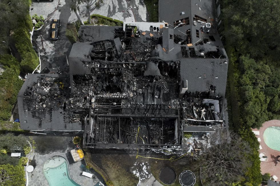 an aerial view shows a fire damaged property, which appears to belong to cara delevingne, friday, march 15, 2024, in the studio city section of los angeles ap photojae c hong