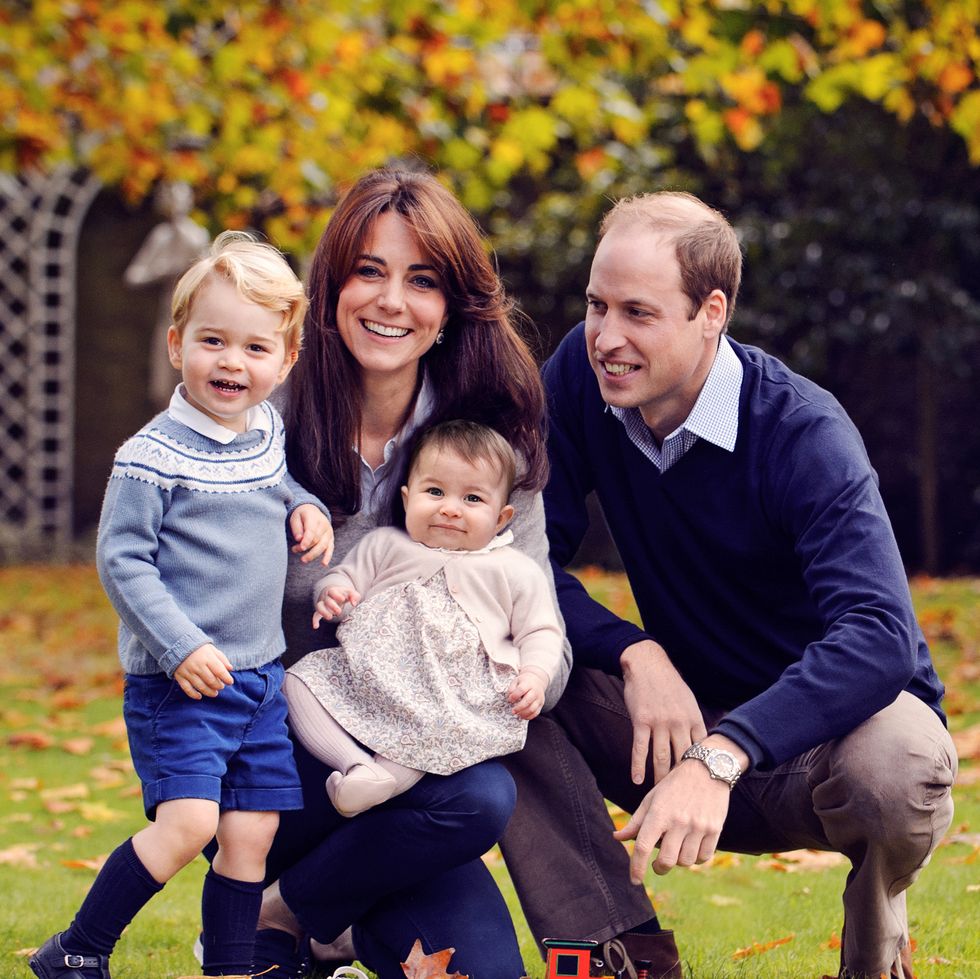 the duke and duchess of cambridge with their two children, prince george and princess charlotte, in a photograph taken late october at kensington palace in london friday december 18, 2015 news editorial use only no commercial use including any use in merchandising, advertising or any other non editorial use including, for example, calendars, books and supplements