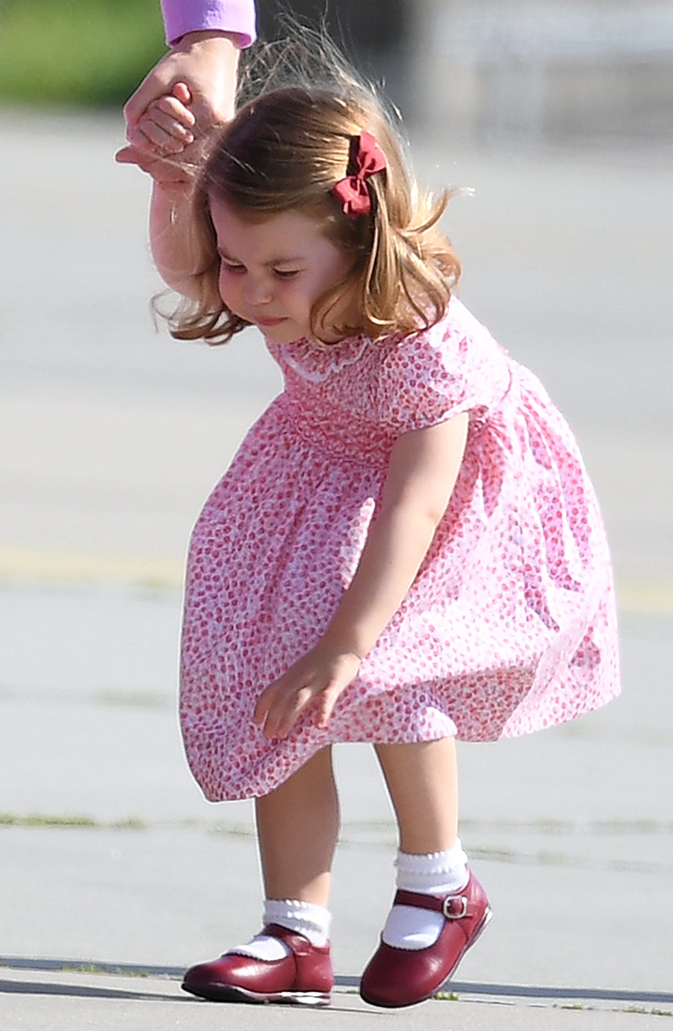 the duke and duchess of cambridge, prince george and princess charlotte depart germany from hamburg airport, at the end of their tour of germany, on the 21st july 2017 21 jul 2017 pictured princess charlotte photo credit james whatling mega themegaagencycom 1 888 505 6342