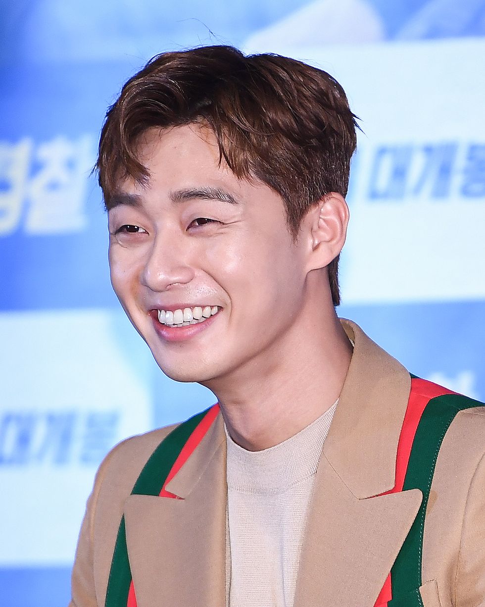 park seo joon poses for pictures during press preview of movie 'midnight runners' at entrance point of lotte cinema center on july 25th in seoul, south korea photoosen