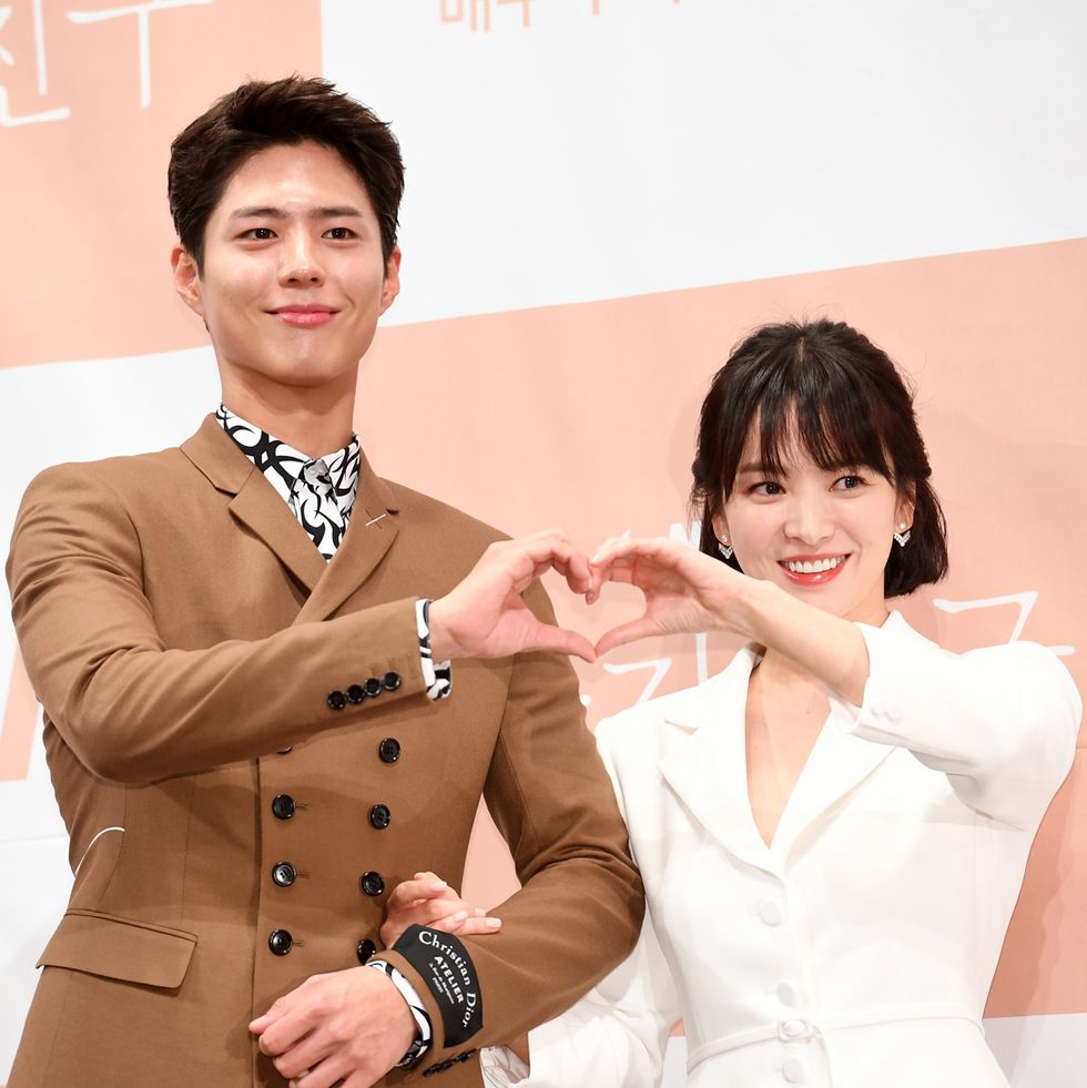 song hye kyo, park bo gum attend the presscall of tvn drama 'encounter' at imperialpalace on november 21st in seoul, south korea photoosen