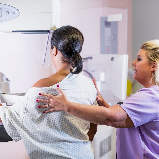 woman getting a mammogram