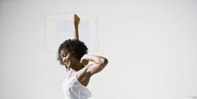 African American woman stretching