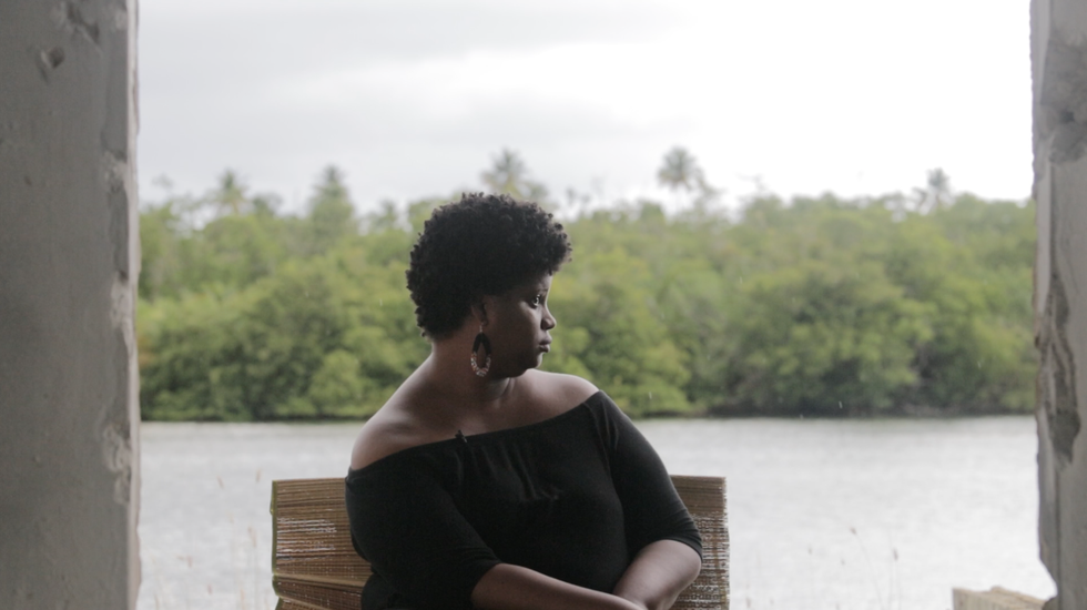 Photograph, Black, Water, Shoulder, Sitting, Beauty, Black hair, Photography, Vacation, Tree, 