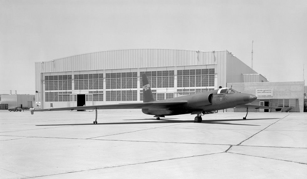 U-2 spy plane with fictitious NASA markings, California, 6 May 1960.