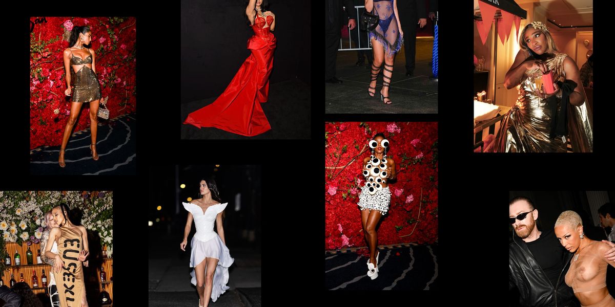 a collage of a person in a dress