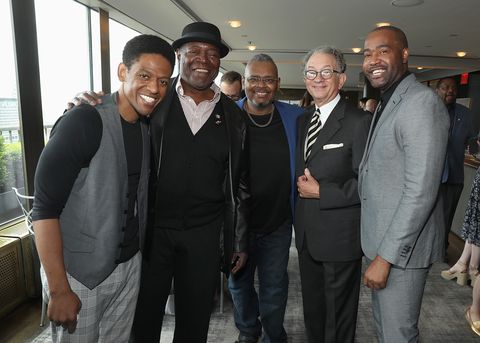 new york, new york   may 24jared grimes, chuck cooper, ron simons, william ivey long, and emilio sosa attend the 75th annual tony awards nominees luncheon at the rainbow room on may 24, 2022 in new york city photo by jemal countessgetty images