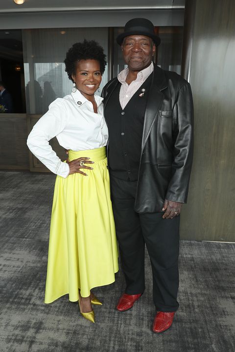 new york, new york   may 24 lachanze and chuck cooper attend the 75th annual tony awards nominees luncheon at the rainbow room on may 24, 2022 in new york city photo by jemal countessgetty images