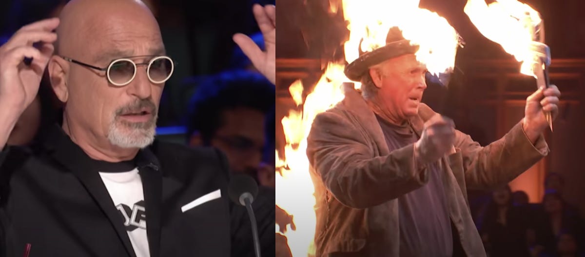 'agt' 2023 judge howie mandel buzzes during "dangerous" audition
