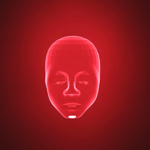 ai robot in red tone, 3d render