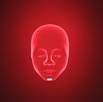 ai robot in red tone, 3d render