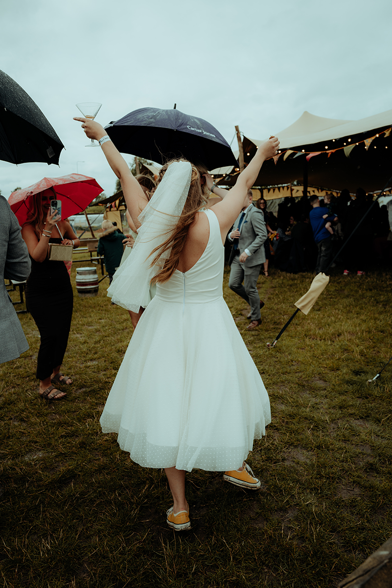 festival themed wedding short wedding dress trainers