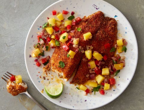 Air Fryer Blackened Tilapia with Mango Salsa air fryer blackened tilapia with mango salsa