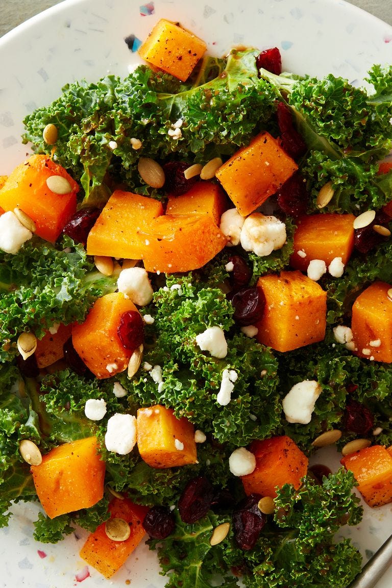 air fryer roasted butternut squash  kale salad with balsamicmaple dressing