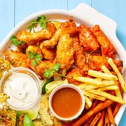 air fryer chicken wings with french fries and dip