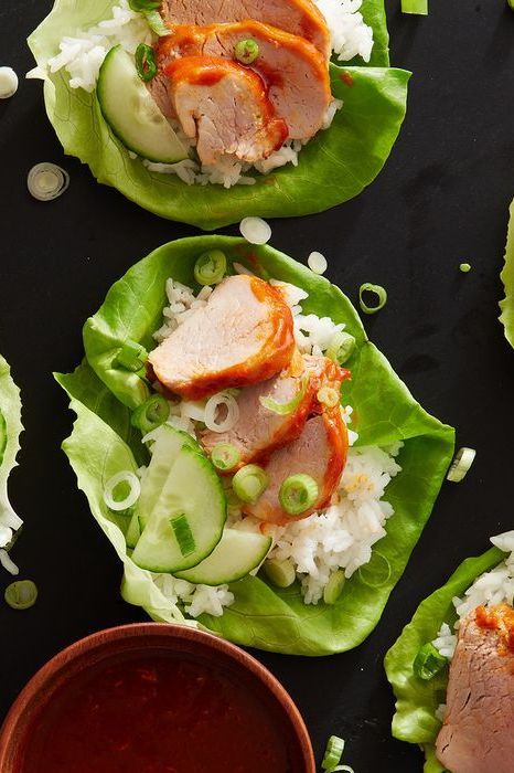 air fryer korean inspired pork tenderloin lettuce wraps