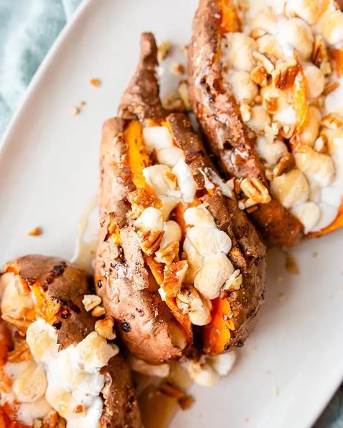 air fryer twice baked sweet potatoes with marshmallows