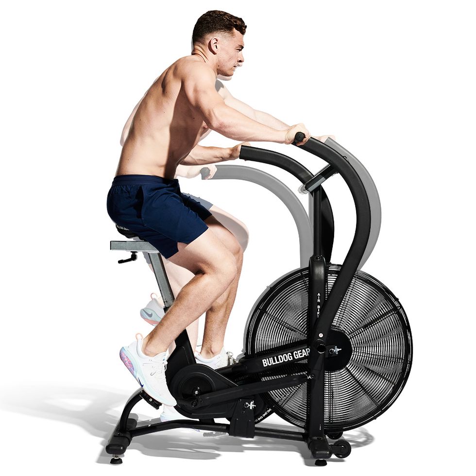 Exercise machine, Exercise equipment, Stationary bicycle, Muscle, Sports equipment, Elliptical trainer, Vehicle, Bicycle accessory, Wheel, Indoor cycling, 