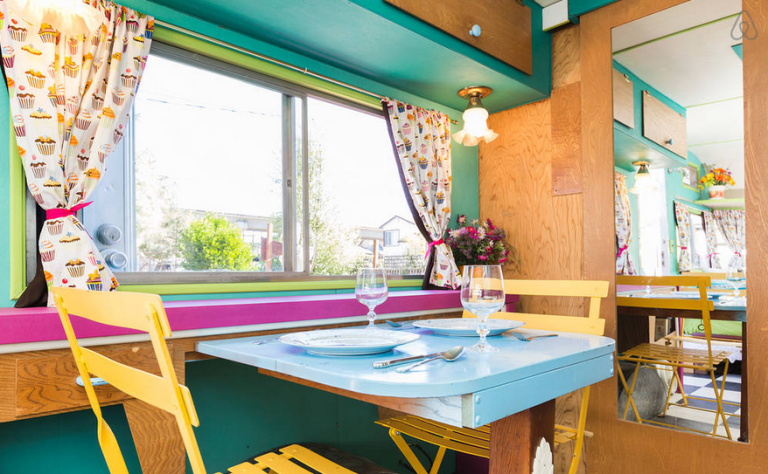 Room, Property, Interior design, Table, Building, Furniture, Yellow, Turquoise, House, Ceiling, 