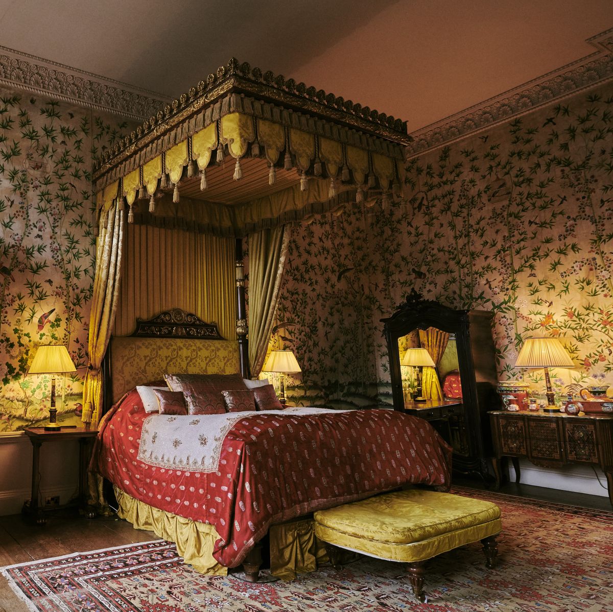 Room, Interior design, Furniture, Bed, Bedroom, Property, Building, Yellow, House, Suite, 
