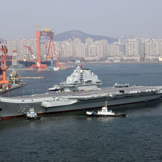 aircraft carrier liaoning sets for sea trial in dalian