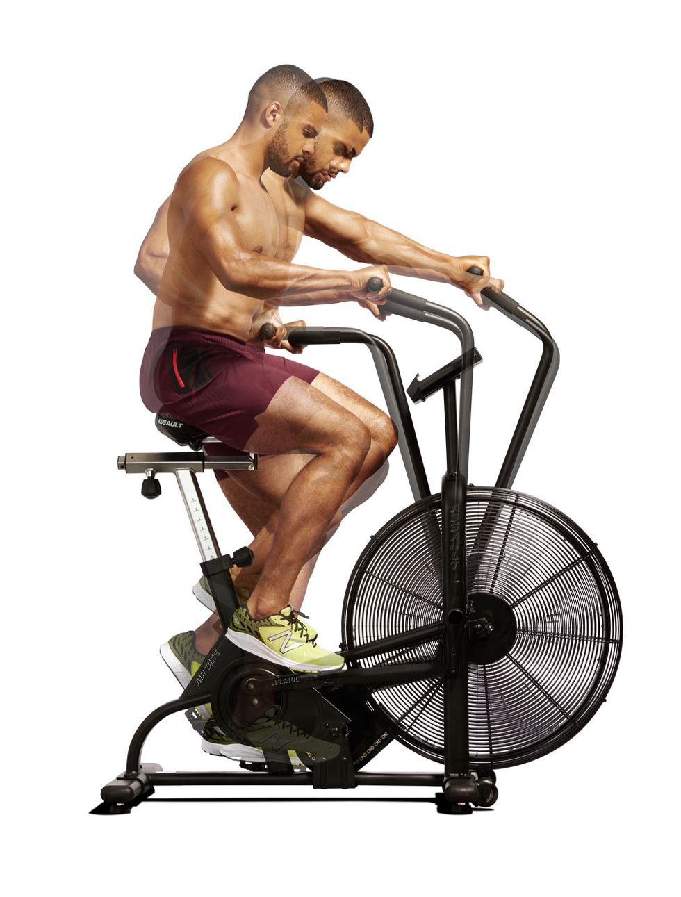 Exercise machine, Exercise equipment, Bicycle accessory, Bicycle trainer, Vehicle, Stationary bicycle, Muscle, Bicycle wheel, Bicycle, Sports equipment, 