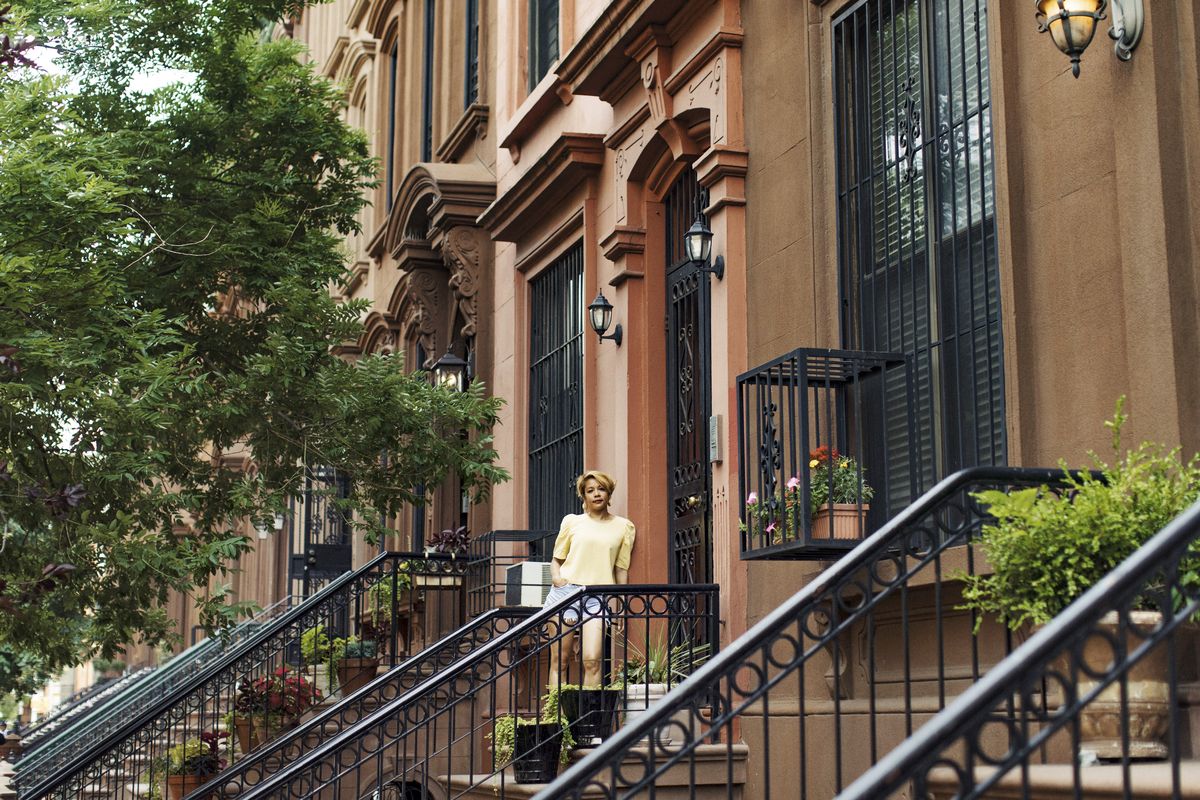 akemi kochiyama at her family brownstone that she's owned since the 1920s