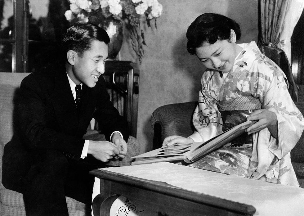 akihito23121933 emperor of japan tennothe crown prince with his fiance, michido shoda 1958