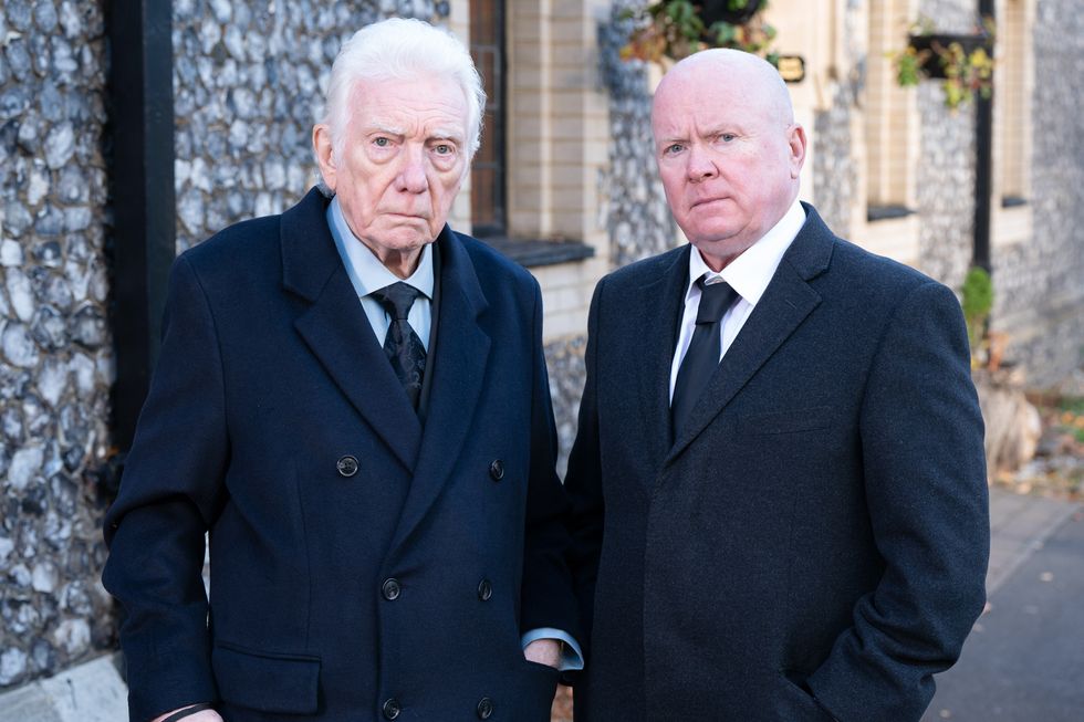 eastenders stevie mitchell played by alan ford with phil mitchell steve mcfadden embargoed until 8pm thursday 28 december
