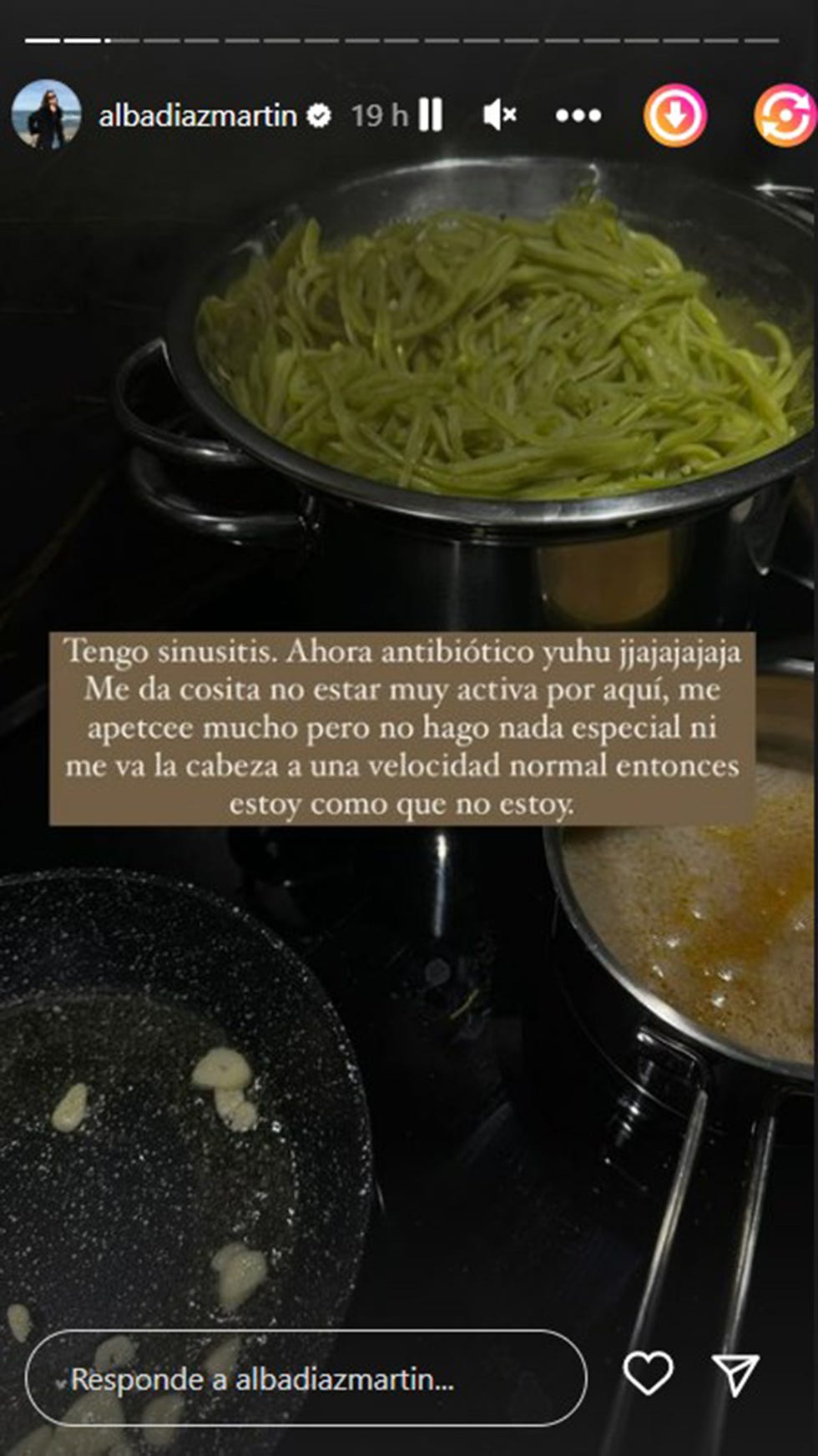alba díaz revela que tiene sinusitis