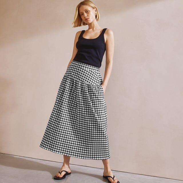 the viral albaray drop waist gingham midi skirt the viral albaray drop waist gingham midi skirt