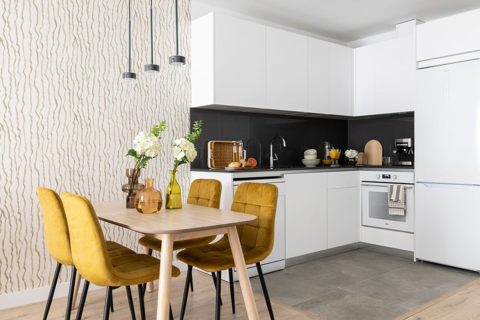 cocina blanca en l con office