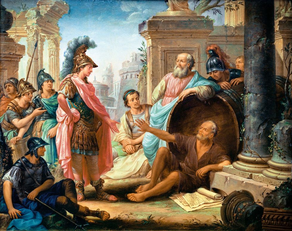 Alexander en Diogenes op een schilderij van Thomas Christian Wink uit 1780
