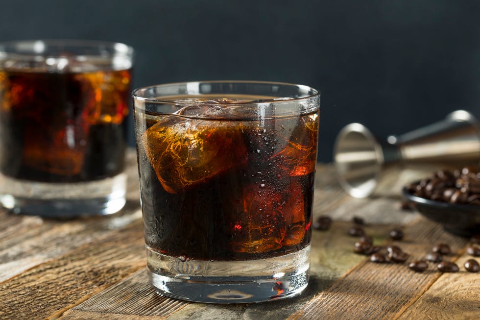 alcoholic boozy black russian cocktail